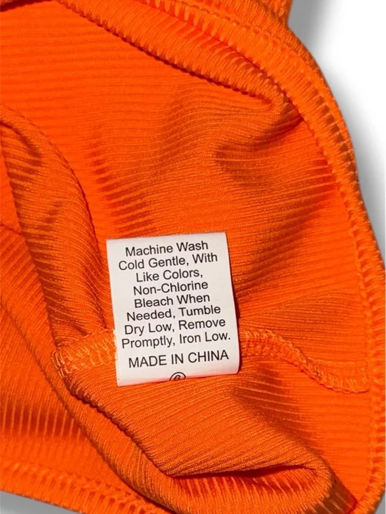 SHEIN Neon Orange Ribbed Cutout Crop Tank Top NWOT - Picture 4 of 5